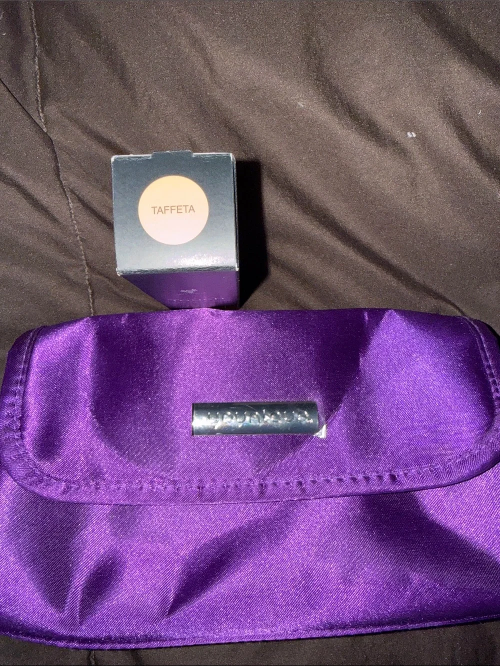 Younique Brand mineral liquid foundation and Purple Satin Travel bag